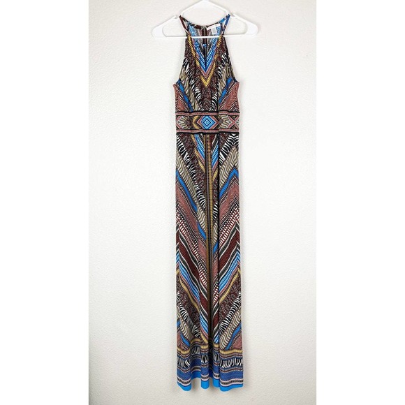 London Times Dresses & Skirts - London Times Haltern Neck Maxi Dress Women 6 Sleeveless Multicolor Abstract
